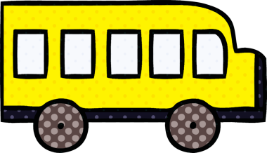 Bir insan tarafından çizilmiş okul otobüsünün çizgi romanı.