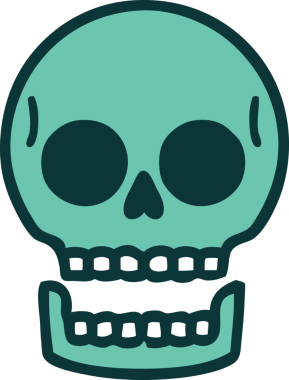 Bir insan tarafından çizilmiş bir kafatasının ikonik dövme şekli