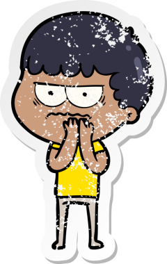 Bir insan tarafından çizilmiş sıkıntılı bir karikatür çıkartması.