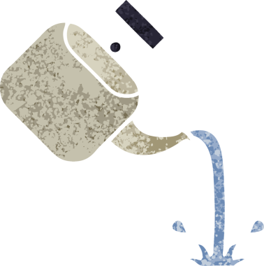 Bir insan tarafından çizilmiş bir çaydanlığın retro çizim tarzı karikatürü