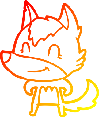 Bir insan tarafından çizilmiş dost canlısı bir kurt çizgi çizimi.