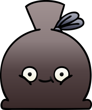 Bir insan tarafından çizilmiş bir çuvalın gölgeli çizgi filmi.