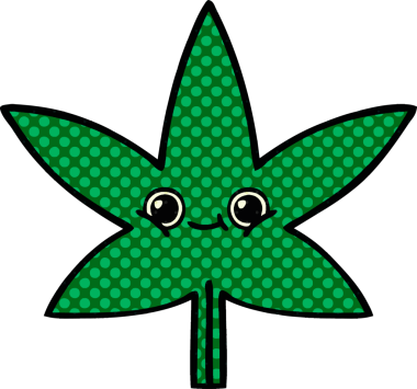 Bir insan tarafından çizilmiş marihuana yaprağının karikatürü.