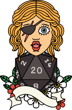 Retro Dövme Tarzı Bir insan tarafından çizilmiş 20 zarlı düzenbaz insan