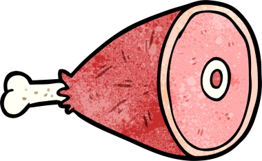 Bir insan tarafından çizilmiş pişmiş et bacağı.