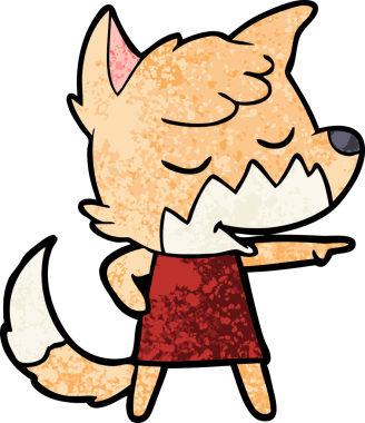 Bir insan tarafından çizilmiş dost canlısı tilki kız.