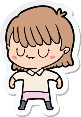 Bir insan tarafından çizilmiş bir karikatür kadının çıkartması.