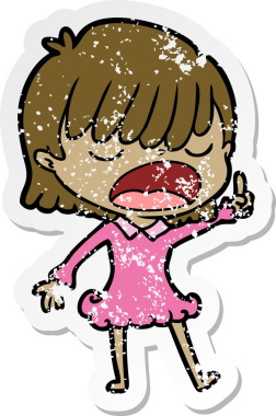 Bir insan tarafından yüksek sesle çizilmiş karikatür kadının sıkıntılı çıkartması.