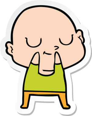 Bir insan tarafından çizilmiş kel bir adamın çıkartması.