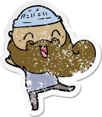 Bir insan tarafından çizilmiş mutlu sakallı bir adamın sıkıntılı çıkartması.