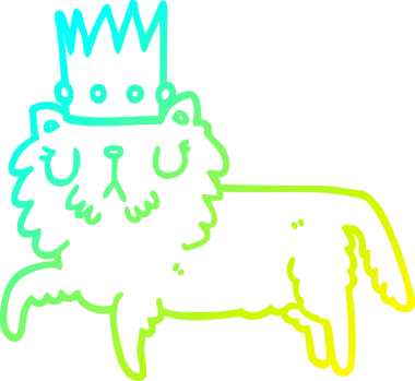 Bir insan tarafından çizilmiş tacı takan çizgi bir kedinin soğuk gradyan çizgisi