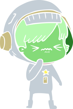 kızgın düz renkli çizgi film kızı bir insan tarafından çizilmiş.