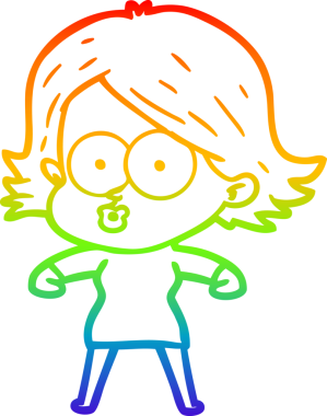 Gökkuşağı gradyan çizimi Bir insan tarafından çizilen çizgi film kızı