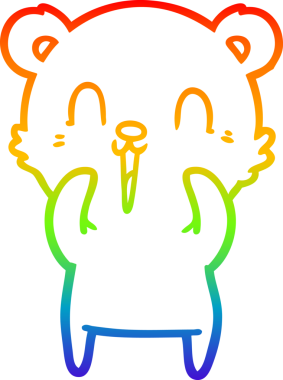 Bir insan tarafından çizilmiş mutlu bir çizgi film ayısının çizimi.