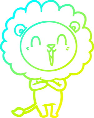 Bir insan tarafından çizilmiş gülen aslan karikatürü.