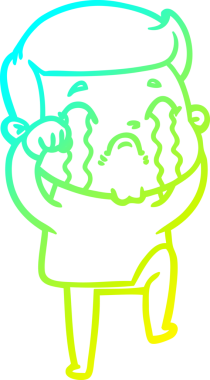 Bir insan tarafından çizilmiş ağlayan bir çizgi film karakteri çizimi.