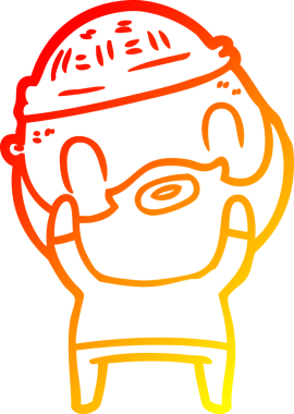 Bir insan tarafından çizilmiş sakallı bir adamın sıcak çizgi çizimi.