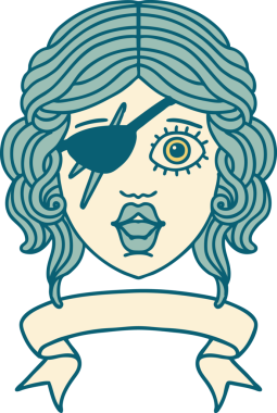 Retro Dövme Tarzı İnsan Rogue karakteri Bir insan tarafından çizilmiş pankartıyla