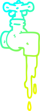 Bir insan tarafından çizilmiş, damlayan bir musluğun soğuk gradyan çizimi.