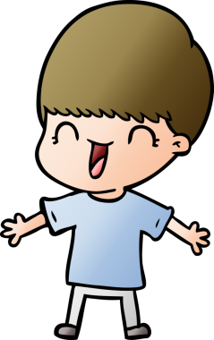 Bir insan tarafından çizilmiş mutlu çizgi film çocuğu.