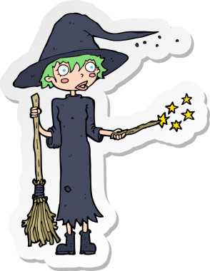 Bir insan tarafından çizilmiş bir cadının çıkartması.