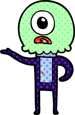 Çizgi film Tepegöz uzaylı uzay adamı bir insan tarafından çizilmiş.