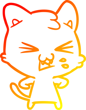 Bir insan tarafından çizilmiş çizgi film kedisinin sıcak çizgi çizimi