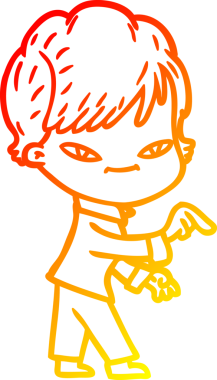 Bir insan tarafından çizilmiş mutlu bir kadının çizgi çizimi.