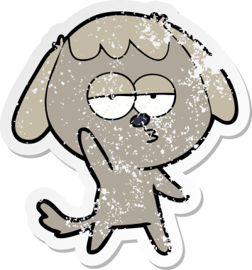 Bir insan tarafından çizilmiş sıkıntılı bir çizgi film çıkartması.