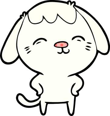 Bir insan tarafından çizilmiş mutlu çizgi film köpeği.