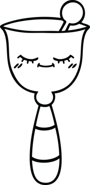 Bir insan tarafından çizilmiş okul çanının çizgi çizimi.