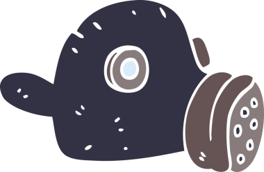 Bir insan tarafından çizilmiş gaz maskesi.