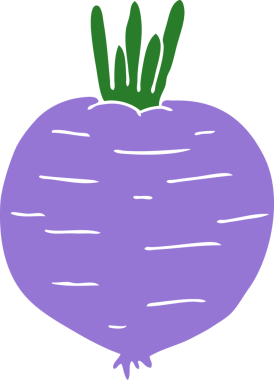 Bir insan tarafından çizilmiş düz renkli sebze karikatürü