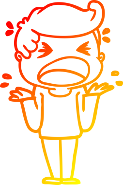 Bir insan tarafından çizilmiş bağıran bir çizgi film karakteri.