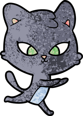 Bir insan tarafından çizilmiş sevimli çizgi film kedisi.