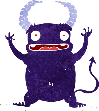 Bir insan tarafından çizilmiş küçük şeytan.