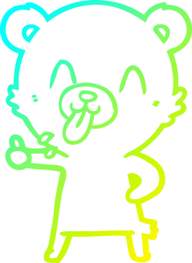 Bir insan tarafından çizilmiş kaba bir çizgi film ayısının soğuk gradyan çizimi