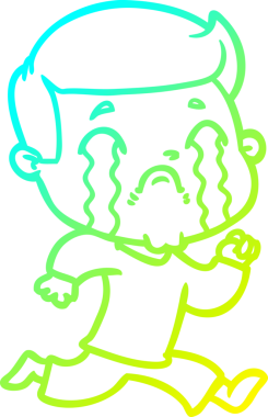 Bir insan tarafından çizilmiş ağlayan bir çizgi film karakteri çizimi.