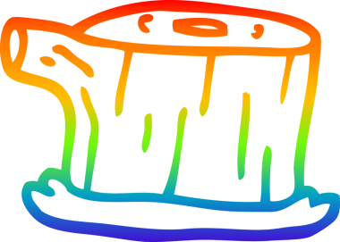 gökkuşağı gradyanı çizimi bir insan tarafından çizilmiş ağaç kütüğü