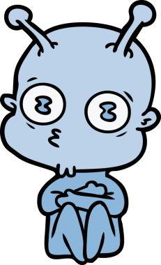 Bir insan tarafından çizilmiş garip kel uzay adamı çizgi filmi.