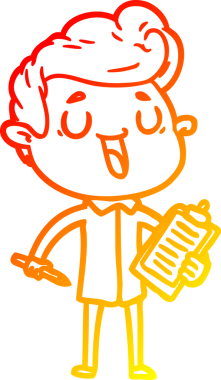 Bir insan tarafından çizilmiş mutlu bir çizgi film karakteri çizimi.