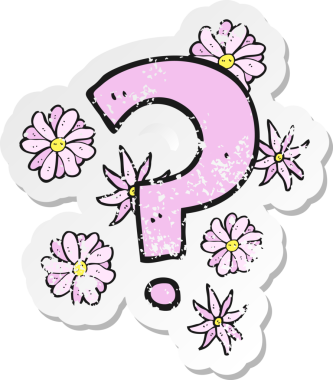 Bir insan tarafından çizilmiş bir karikatür soru işaretinin gerilimli retro yapıştırması