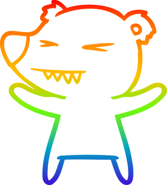 Kızgın bir kutup ayısının çizdiği gökkuşağı gradyan çizgi insan tarafından çizilmiş.