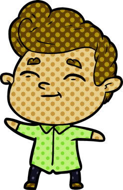 Bir insan tarafından çizilmiş mutlu çizgi film adamı.