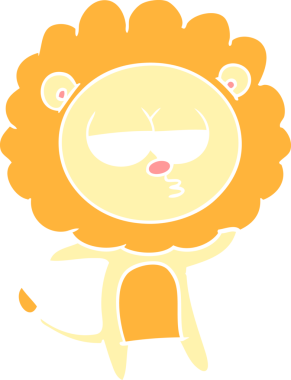 Bir insan tarafından çizilmiş düz renkli karikatür sıkılmış aslan