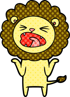 Bir insan tarafından çizilmiş çizgi film aslanı.
