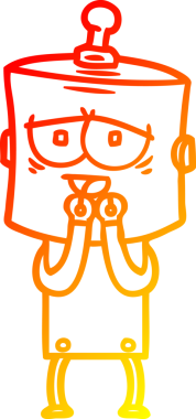 Bir insan tarafından çizilen çizgi film robotunun sıcak çizgi çizimi