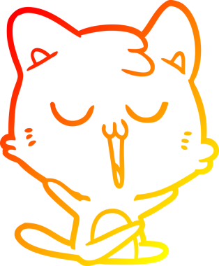 Bir insan tarafından çizilmiş çizgi film kedisinin sıcak çizgi çizimi