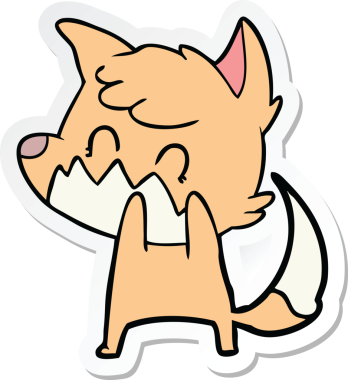 Bir insan tarafından çizilmiş bir çizgi film tilkisinin çıkartması.