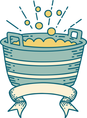 Dövme stili teneke banyolu bir insan tarafından çizilmiş parşömen.